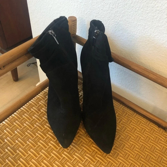 Bleeker & Bond Shoes - Bleeker & Bond RAINER Black Suede Ruched Moto Booties 10 Practical Magic Witchy!